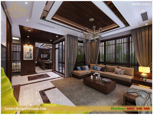 Thiết kế nội thất biệt thự gỗ Óc chó